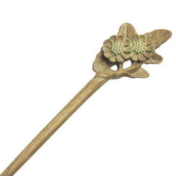 CrystalMood Handmade Wood Hair Stick Camellias 7.2" Lignum-vitae